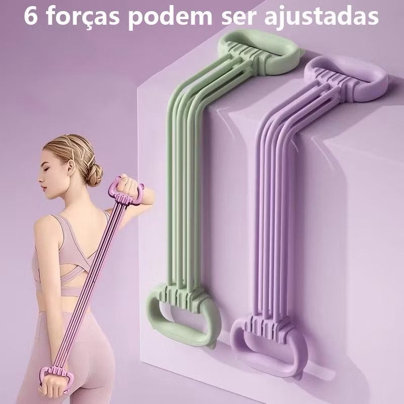 Kit Elástico de Resistência 6 Níveis Ajustáveis | Treino Funcional em Casa com Alças e Encaixes