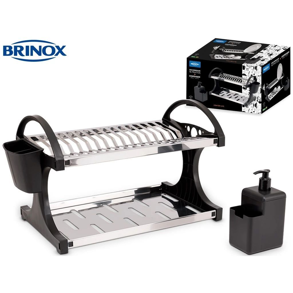 Escorredor 16 pratos + dispenser em Oferta na Shopee
