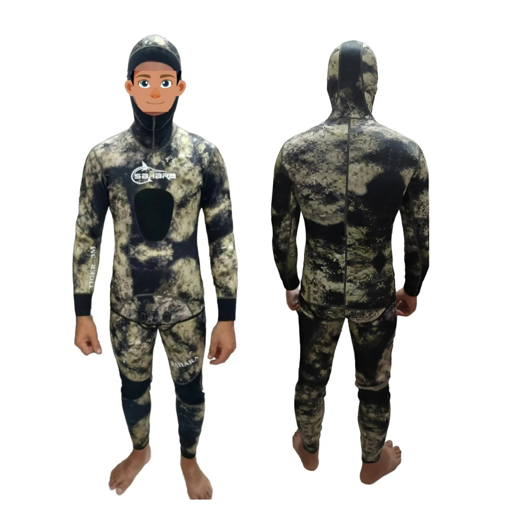 Roupa De Mergulho 3mm Jaqueta E Jardineira Camuflada