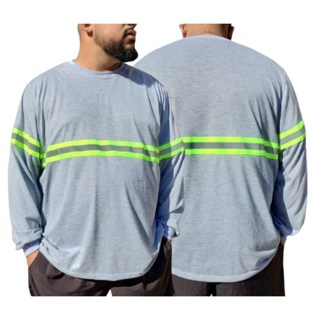 kit 12 camisetas manga longa com faixa refletiva uniforme profissional para pedreiro motorista uber entregador