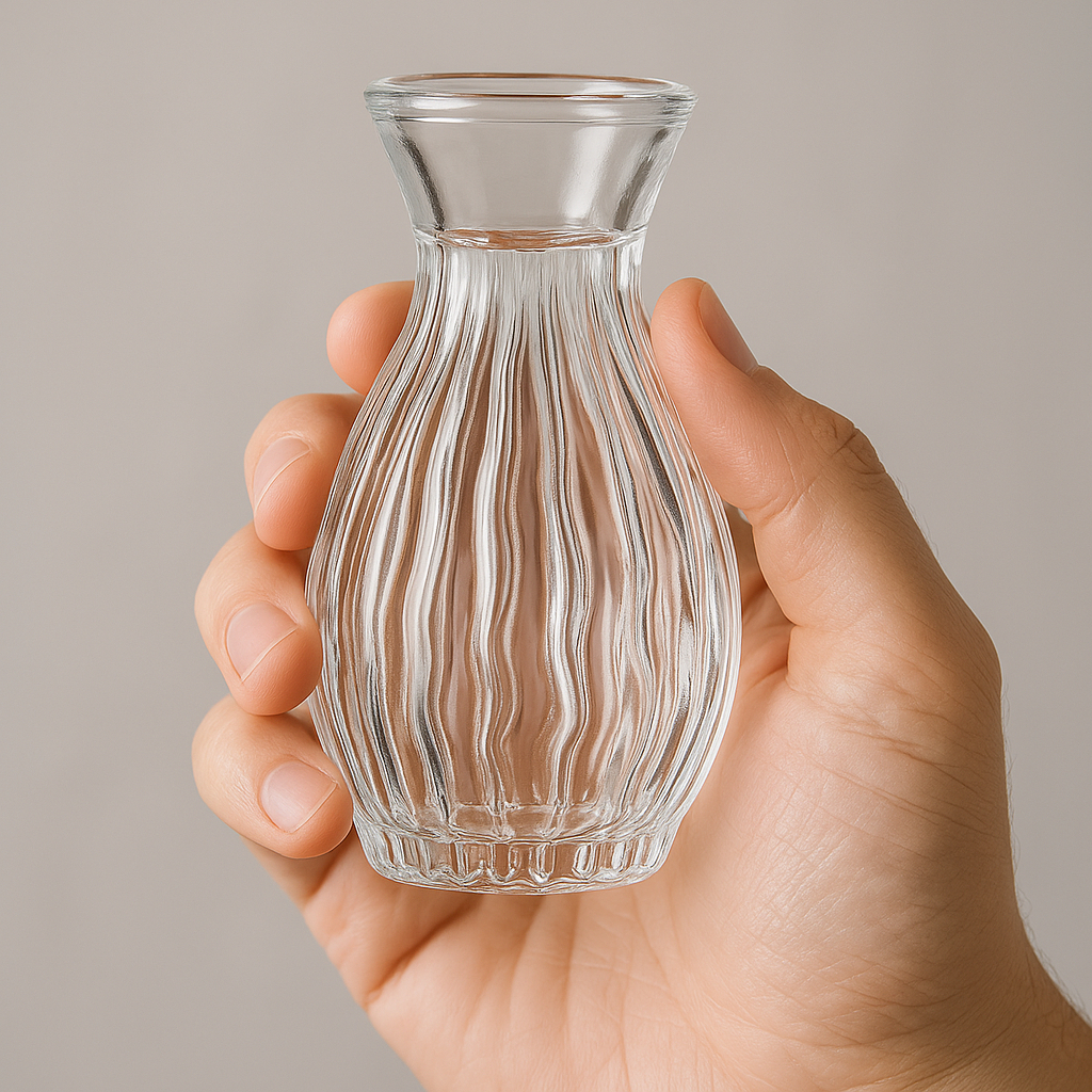 Kit 5 Mini Vaso de Vidro Sortido 11cm Transparente Decoração Moderna Sala Flores