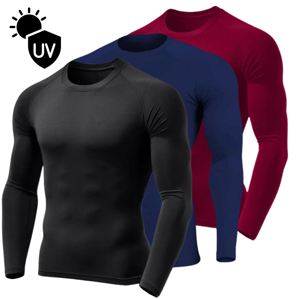 Kit de Camisa Térmica Proteção Uv 50+ Segunda Pele Camiseta Blusa Malha Fria Unissex Academia Manga em Oferta na Shopee