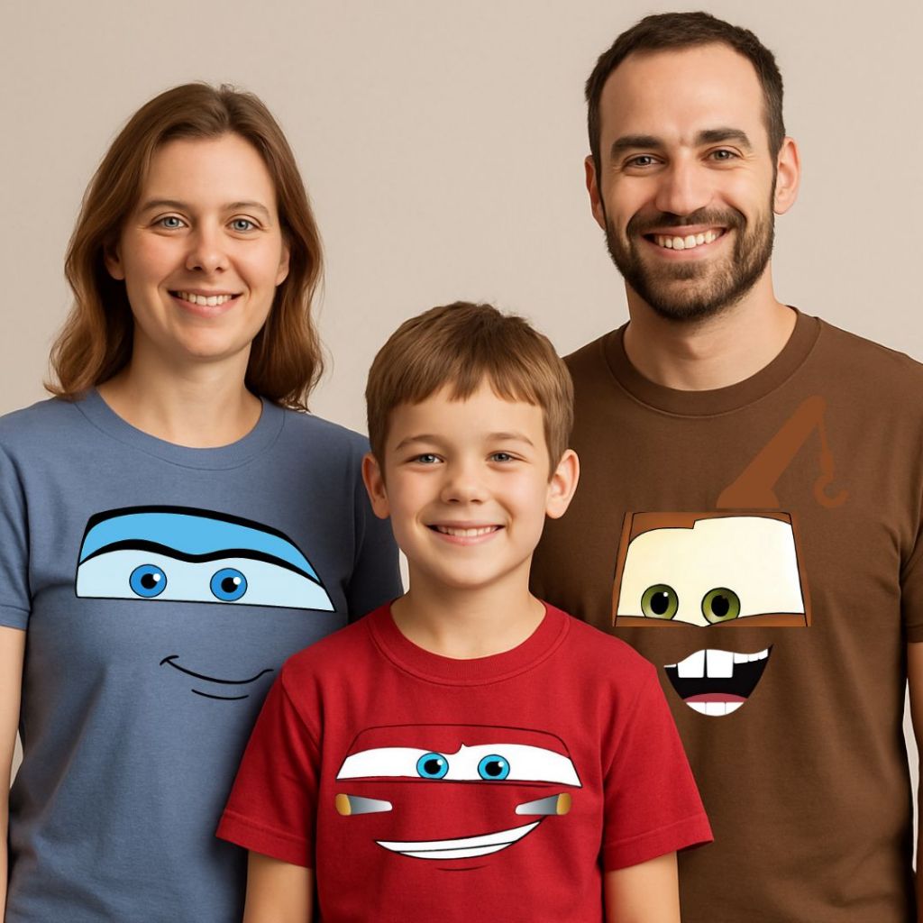 Camiseta Unissex Mcqueen Cruz Sally ou Mate Relampago Mcqueen Infantil ou Adulto