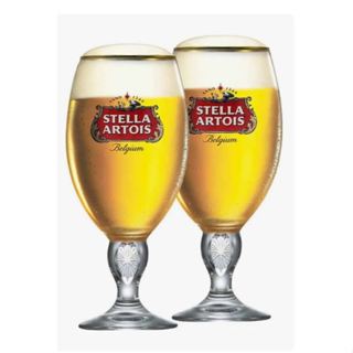 2 Taças De Cerveja Stella Artois 250ml Ambev Copo Borda Dourada Cálice em Oferta na Shopee