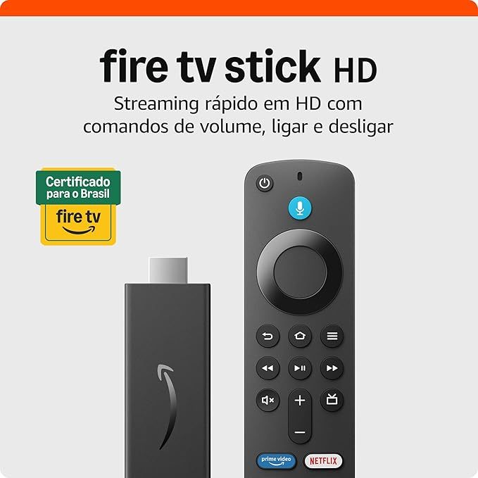 Amazon Fire Stick TV Full HD 3ª Geração Alexa Comando de Voz Original - Preto