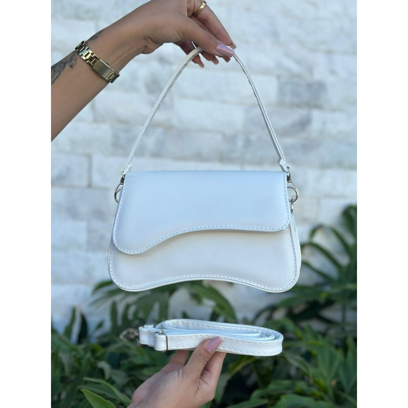 Bolsa Feminina Baguete de Ombro Aba Irregular Bolsa Chic