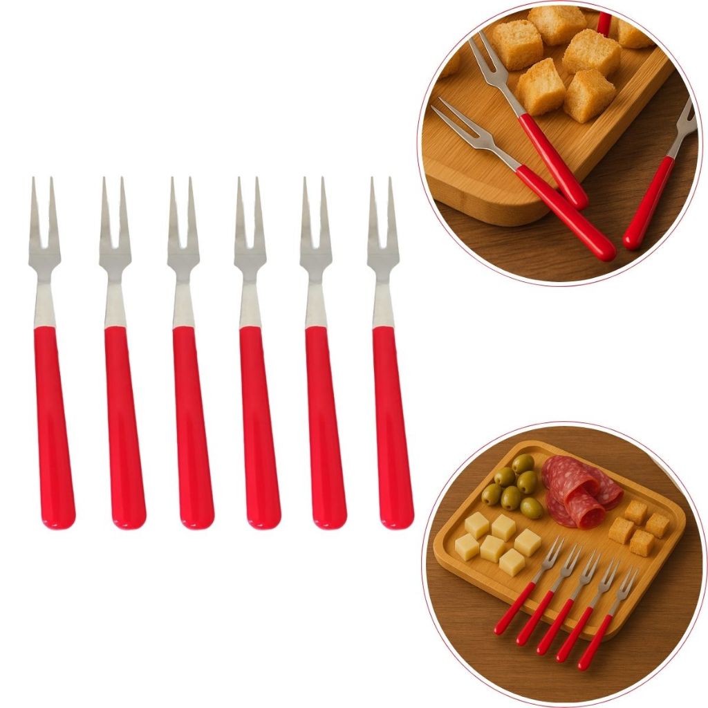 Mini Garfinho Petisco Fruta Aperitivo Servir Fondue Kit 6 Un