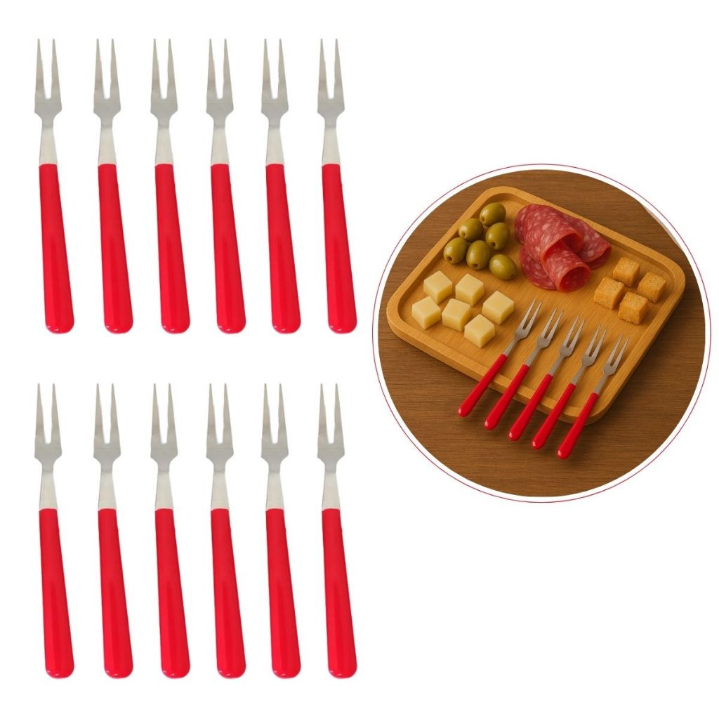 Mini Garfinho Petisco Fruta Aperitivo Servir Fondue Kit 12un