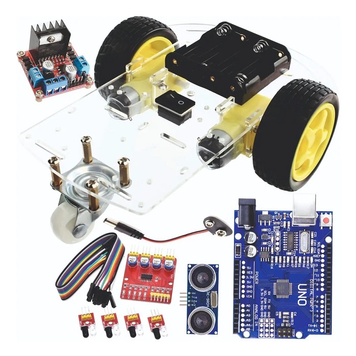 kit carrinho chassis 2wd completo arduino, ponte h, ultrassonico, protoboard +livro pdf  por email