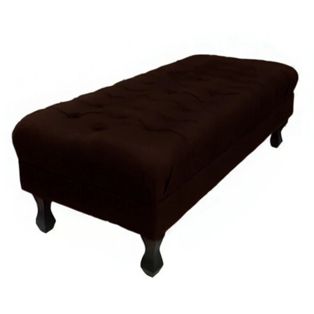 Puff 100CM Retangular Retrô Capitonê Luiz XV Para Sala de Estar Quarto Varias cores Corino