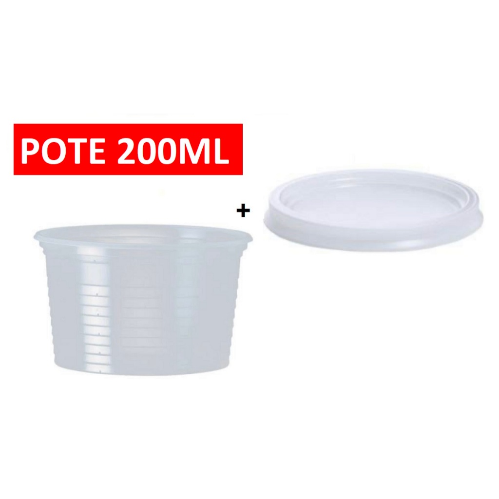 Kit  Potes 200ml Descartável Com Tampas P/ Doces Molhos