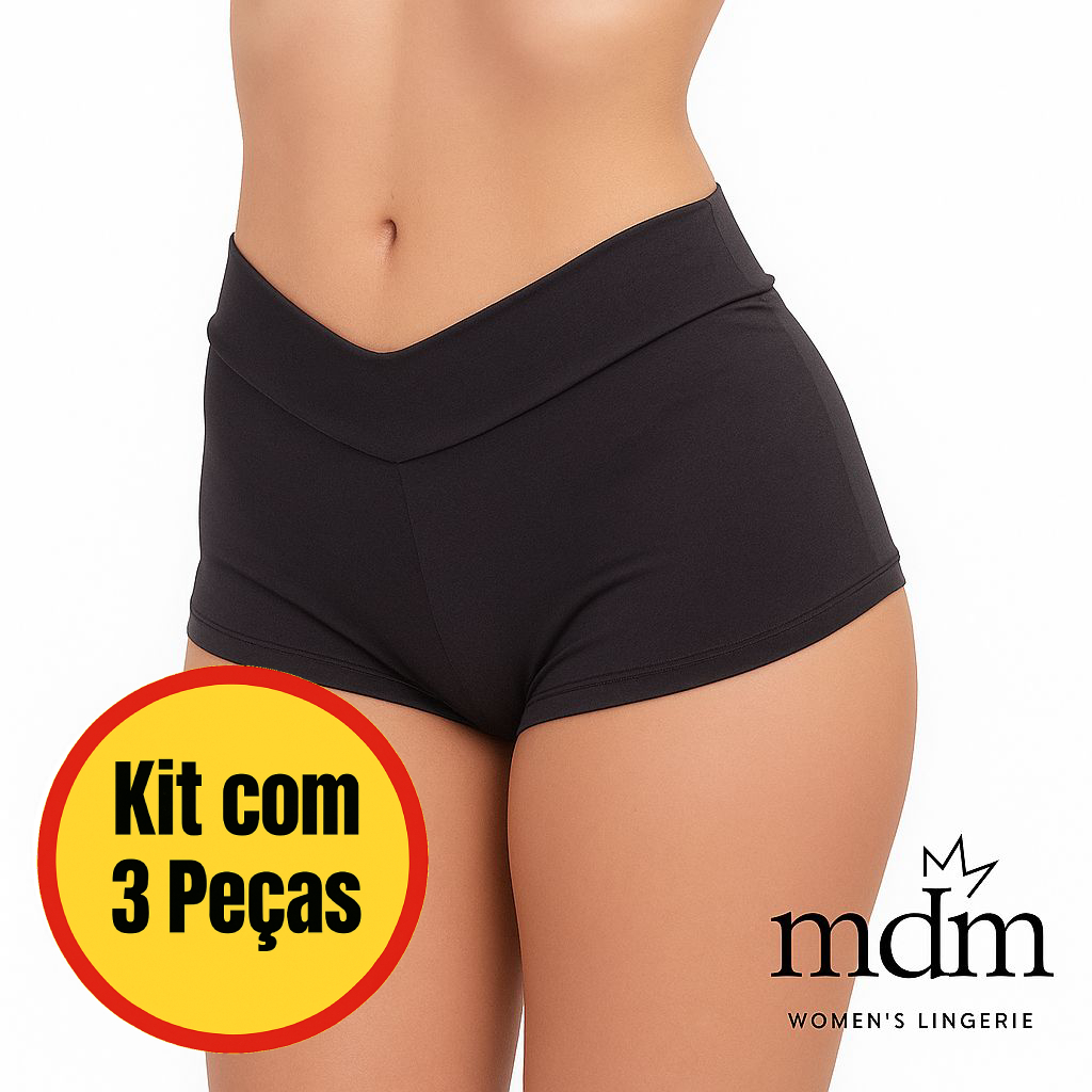 Kit com 3 Shortinhos Cueca Boxer Feminina Anágua Microfibra Conforto Com Forro de Algodão