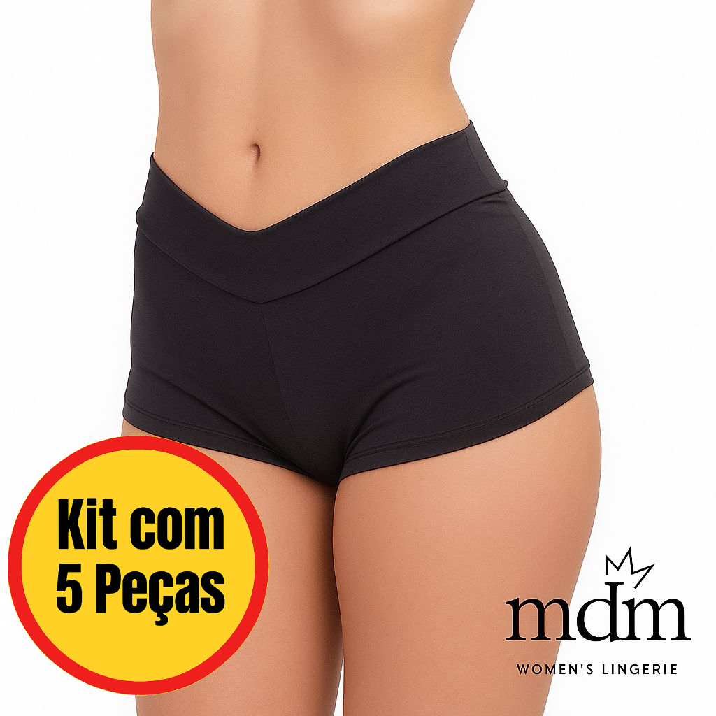 Kit com 5 Shortinhos Cueca Boxer Feminina Anágua Microfibra Conforto Com Forro de Algodão