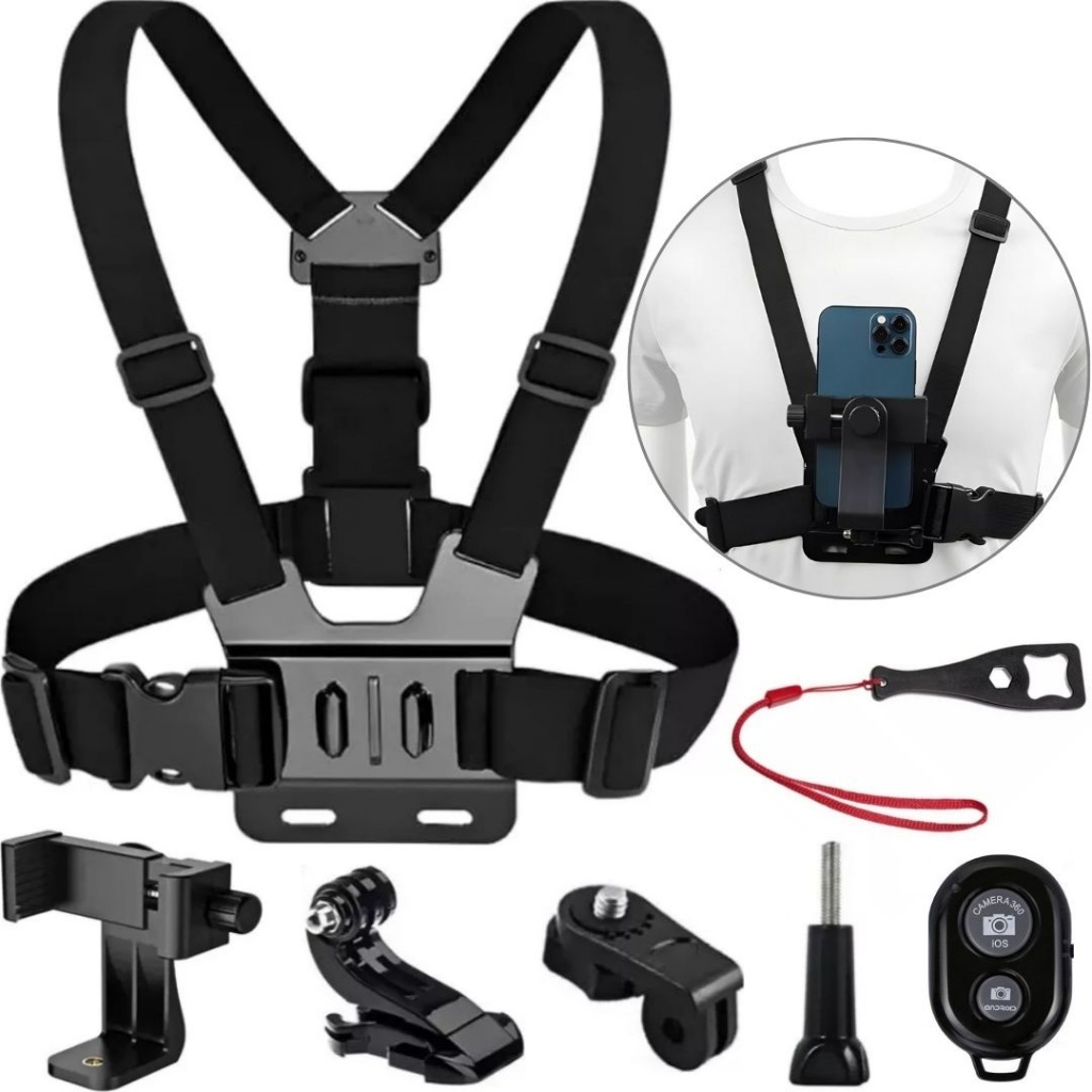 Suporte Peitoral Colete Para Celular Gopro Sjcam Camera Ação 4k Videos