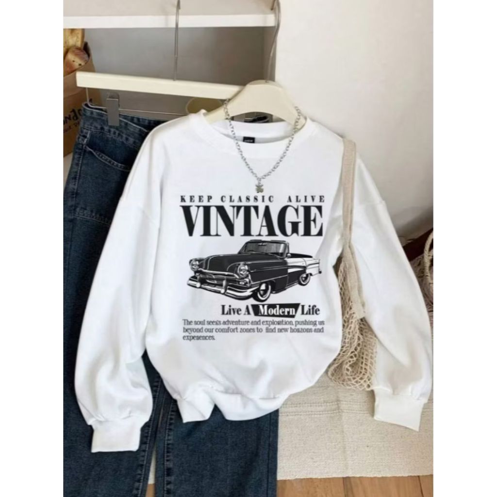 Moletom Delicado Estampa Vintage Carros Feminino Inverno Algodão Flanelado em Oferta na Shopee