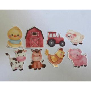 APLIQUE COMESTÍVEL EM PAPEL ARROZ TEMA FAZENDINHA AQUARELA MENINO (CARTELA RECORTADA) em Oferta na Shopee