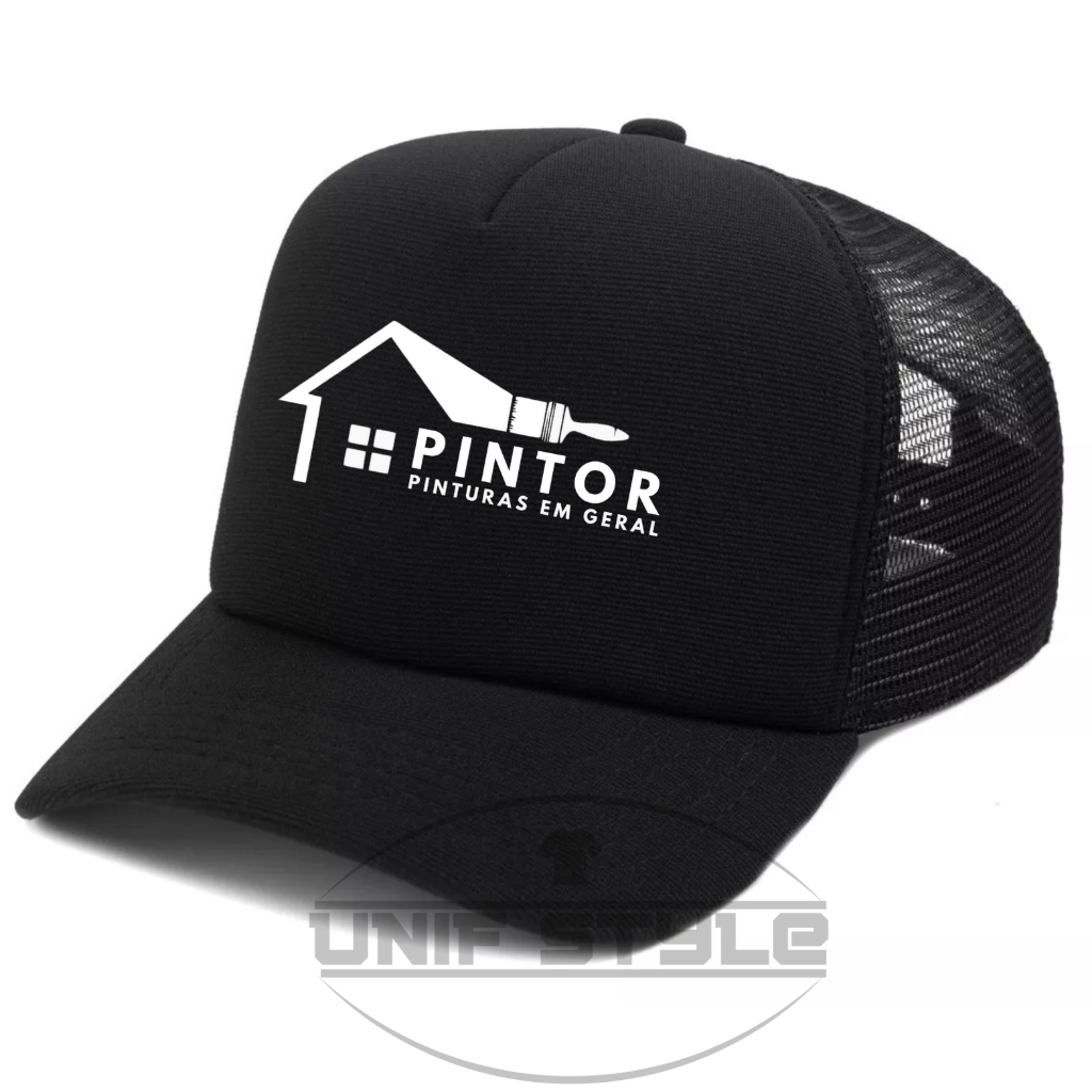 Boné Modelo Trucker de telinha aba Curva Profissão Pintor Trabalho Masculino