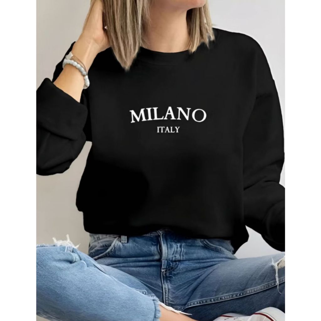 Moletom Casaco Agasalho Gola Careca Flanelado Sem Capuz Estampado Milano