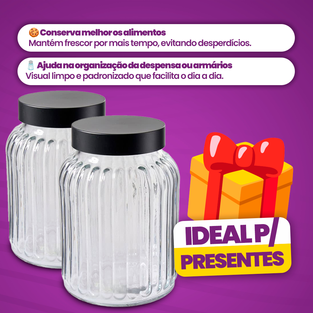 2 Pote Hermético 1 Litro Vidro Com Tampa sortidas em Oferta na Shopee