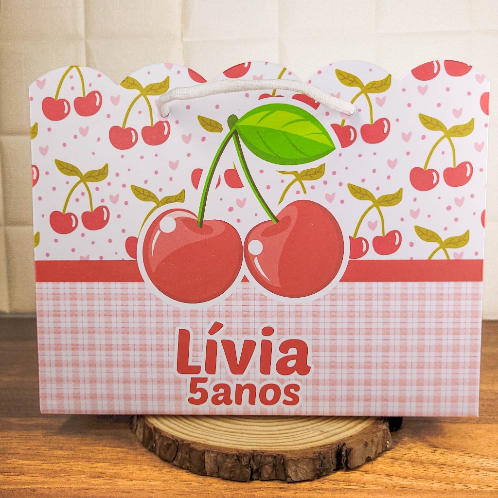 Sacolinha (G) Personalizada Lembrancinha Cerejinha.