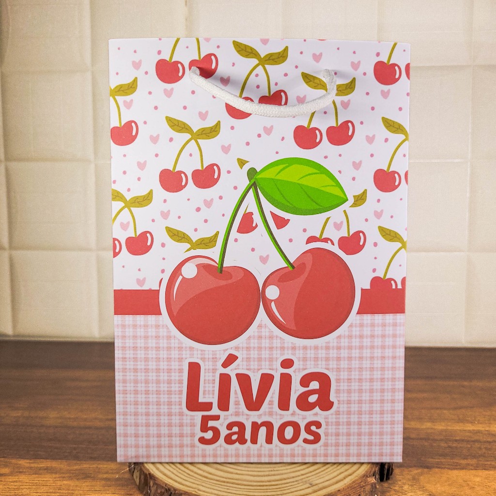 Sacolinha (M) Personalizada Lembrancinha Cerejinha.