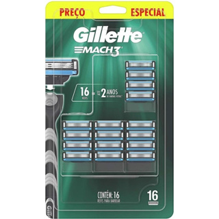 16 Carga Refil Barbeador Gillette Mach 3 Pele Normal - 16 Cartuchos em Oferta na Shopee