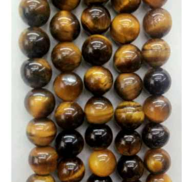 Imagem OLHO DE TIGRE 8 mm R$ 16,00 - PEDRA NATURAL COM FURO PASSANTE P/ PULSEIRA ,COLAR JAPAMALA.