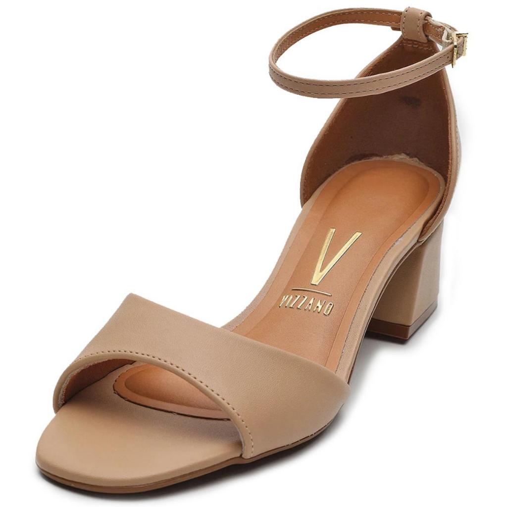 Sandália Vizzano Salto Bloco Detalhe Dourado em Oferta na Shopee