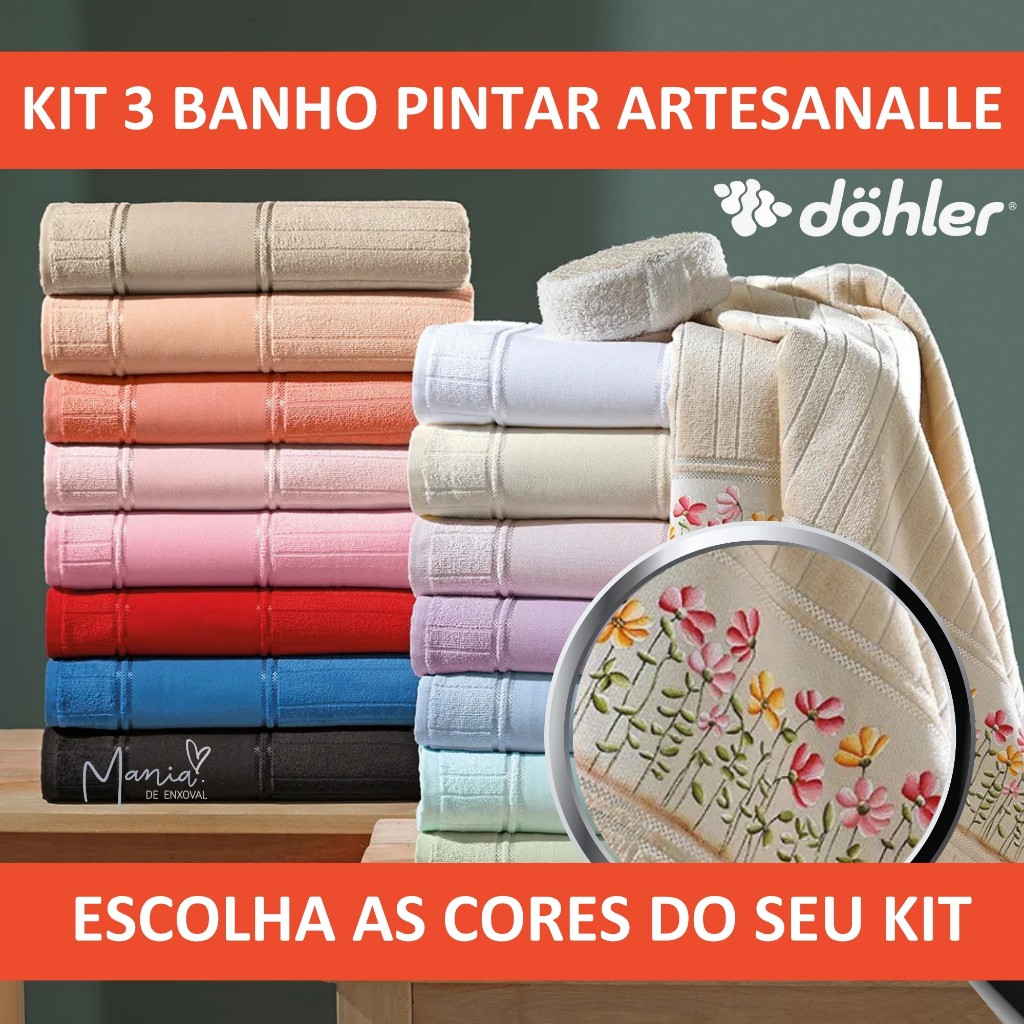 Kit Toalhas De Banho Para Pintar Artesanalle Dohler 100% Algodão Aveludada Artesanato - Home & Living