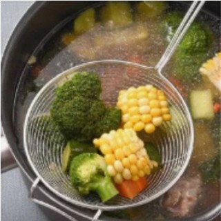 Escumadeira de Fritura Inox 304 12,8×34 cm–Profissional Resistente para Batata Frita,Pastel eCozinha