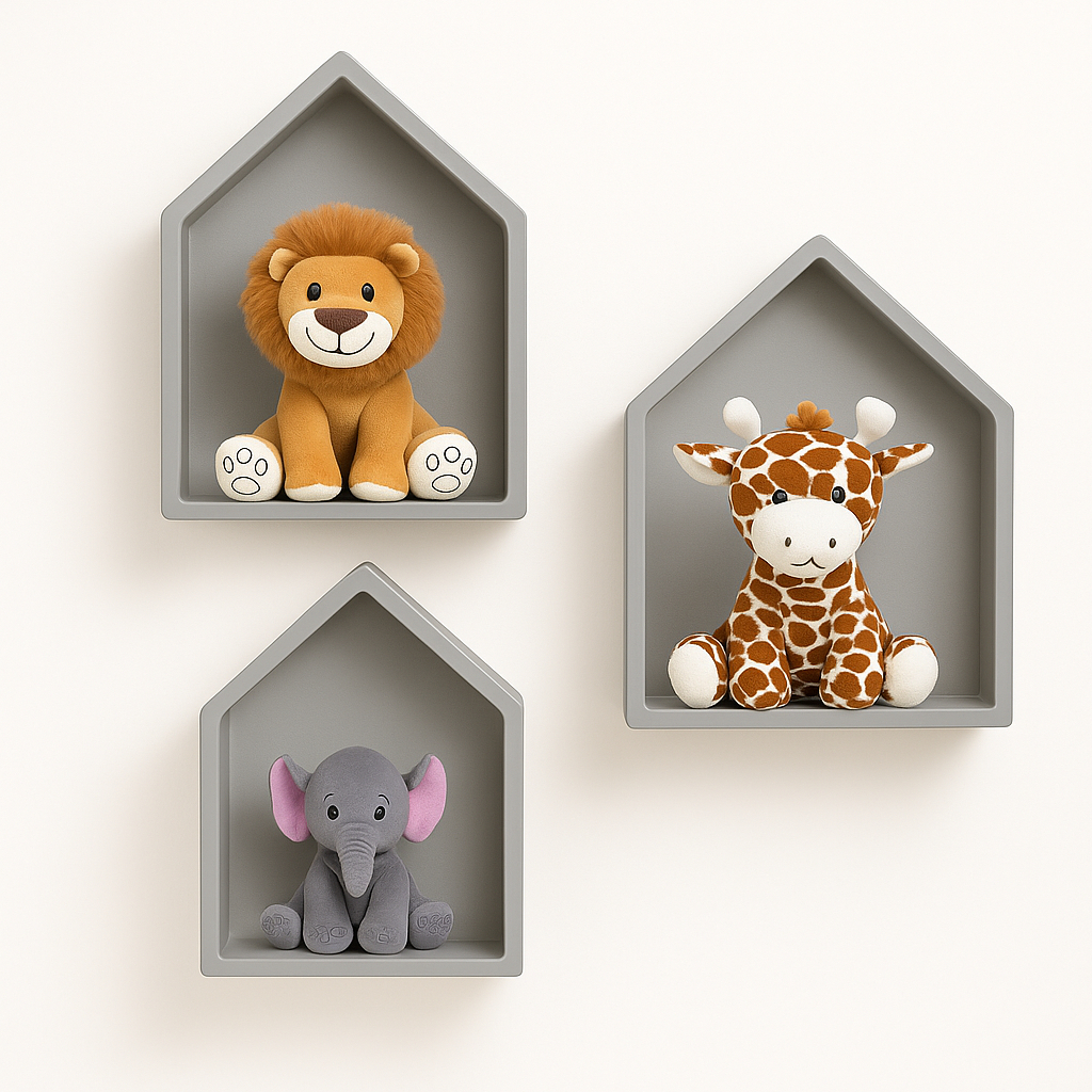 Trio de nichos casinha P M e G em MDF 3 nichos Várias Cores em Oferta na Shopee