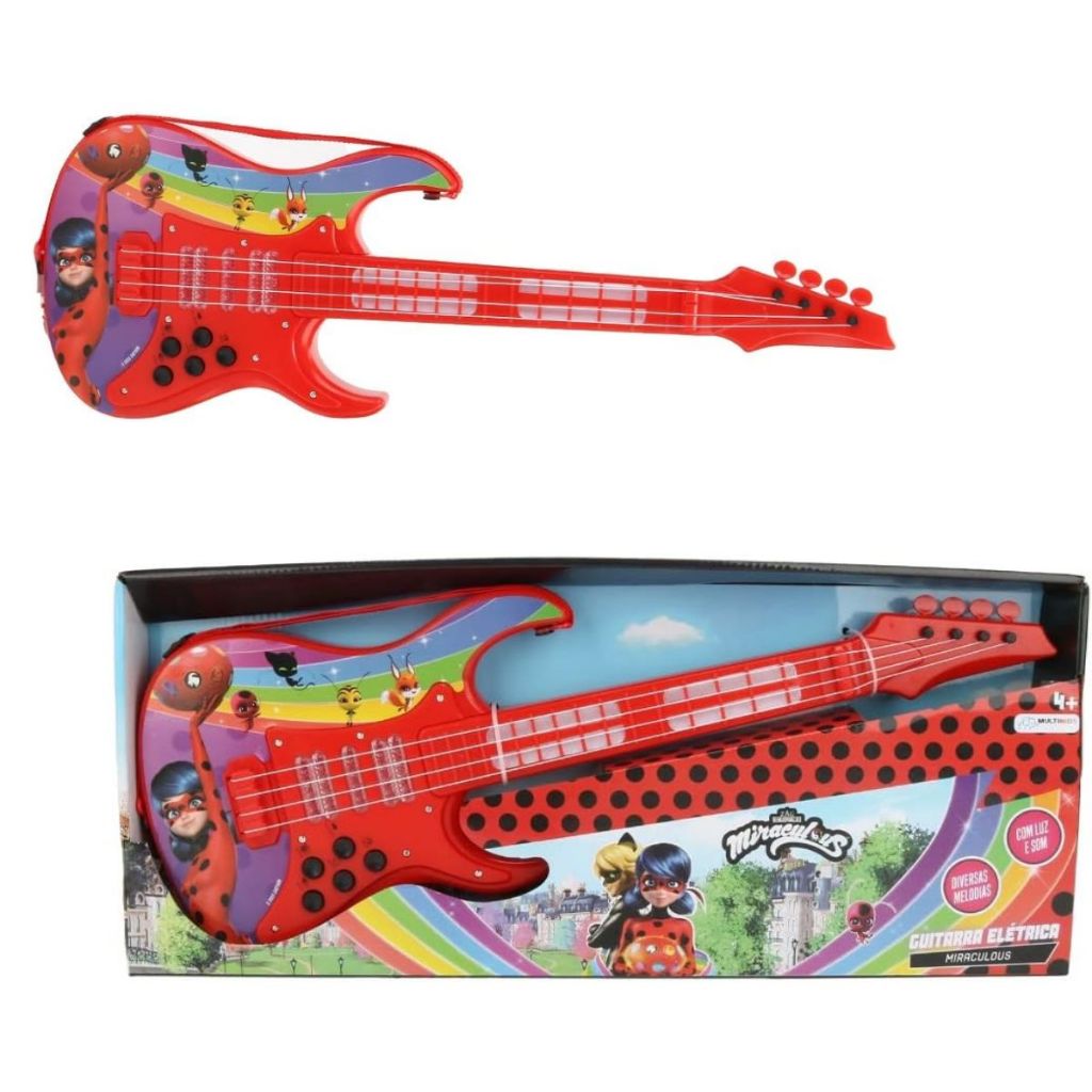 Guitarra Elétrica Musical Miraculous Ladybug com luz e som -  Multikids