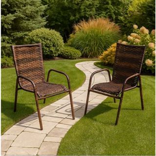 Kit 2 Cadeiras Adulto De Junco Sintético Cor Amendoa Proteção UV Jardim Varanda Em Fibra Resistente em Oferta na Shopee