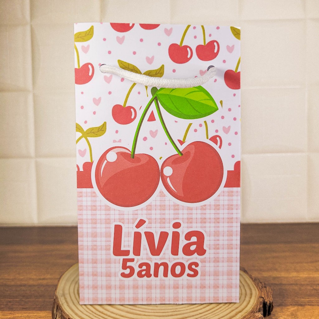Sacolinha (P) Personalizada Lembrancinha Cerejinha.