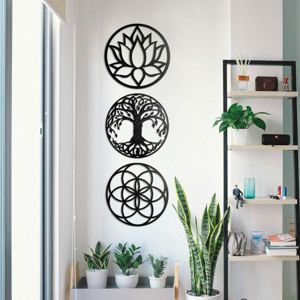 Imagem Kit 3 Mandalas Decorativas MDF 3mm Vários Tamanhos - Celebração da Vida