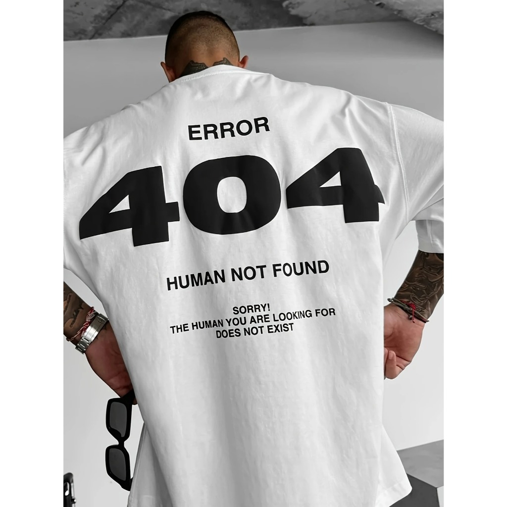 Camiseta Masculina Algodão Adulto, Infantil e Plus Size Error 404 Human Streetwear Moda Premium