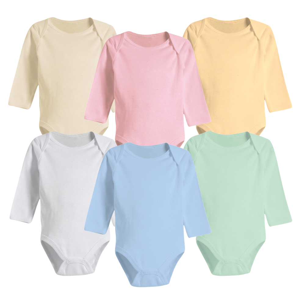 Body Roupa Bebê Manga Longa 100% Algodão Enxoval Várias Cores