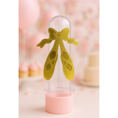 Apliques Bailarina Dourado – Kit com 20 Sapatilhas em Lamicote para Festa e Decoração