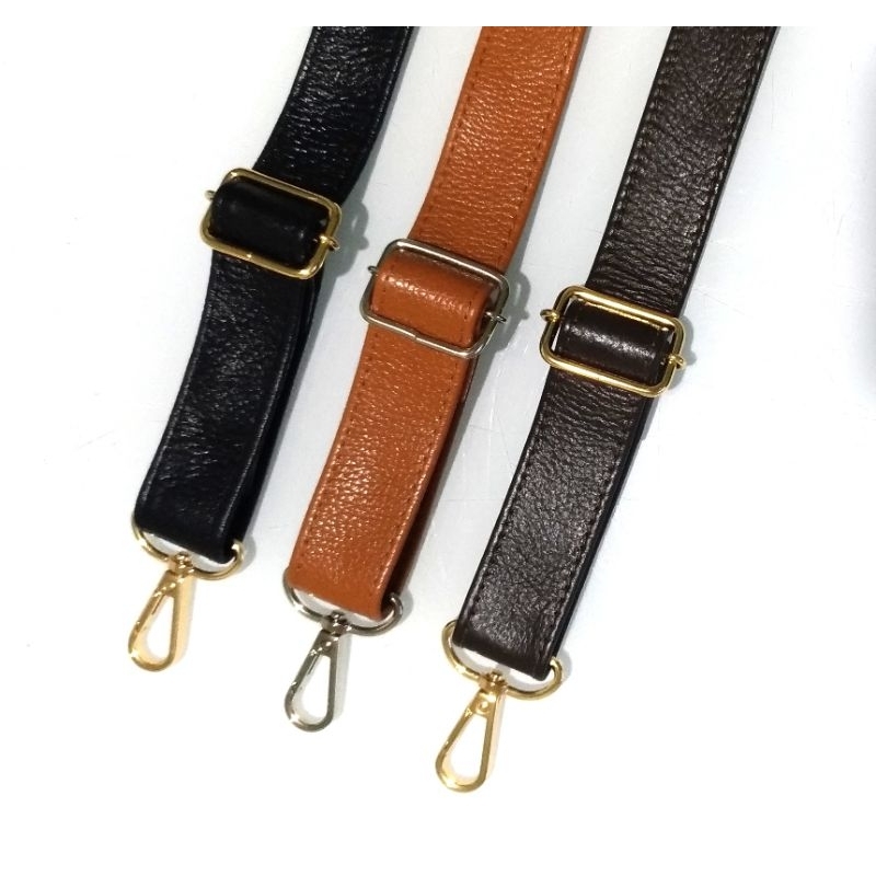 Couro Legítimo Alça para Bolsa Colada Costurada 1,40mX3cm Transversal Longa Preta Caramelo Marrom