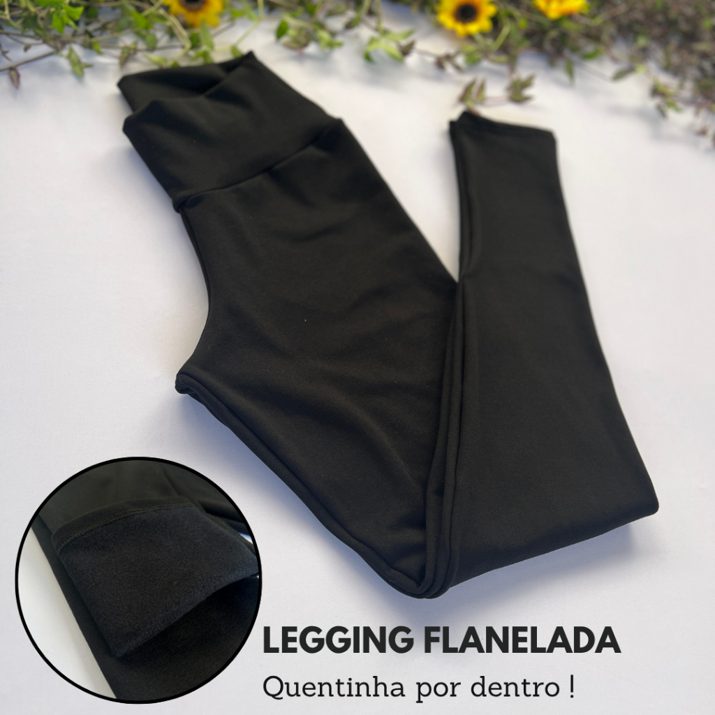 Legging Flanelada Com Forro de Pelucia Grossa Peluciada Calça Forrada Por Dentro Costura Reforçada Calça Térmica