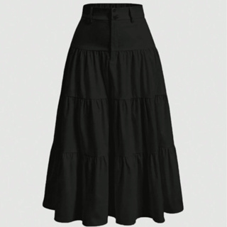 Kliou Fashion Saia Feminino Simples Casual Bainha com babado Zíper Botão Cintura alto três maria em Oferta na Shopee