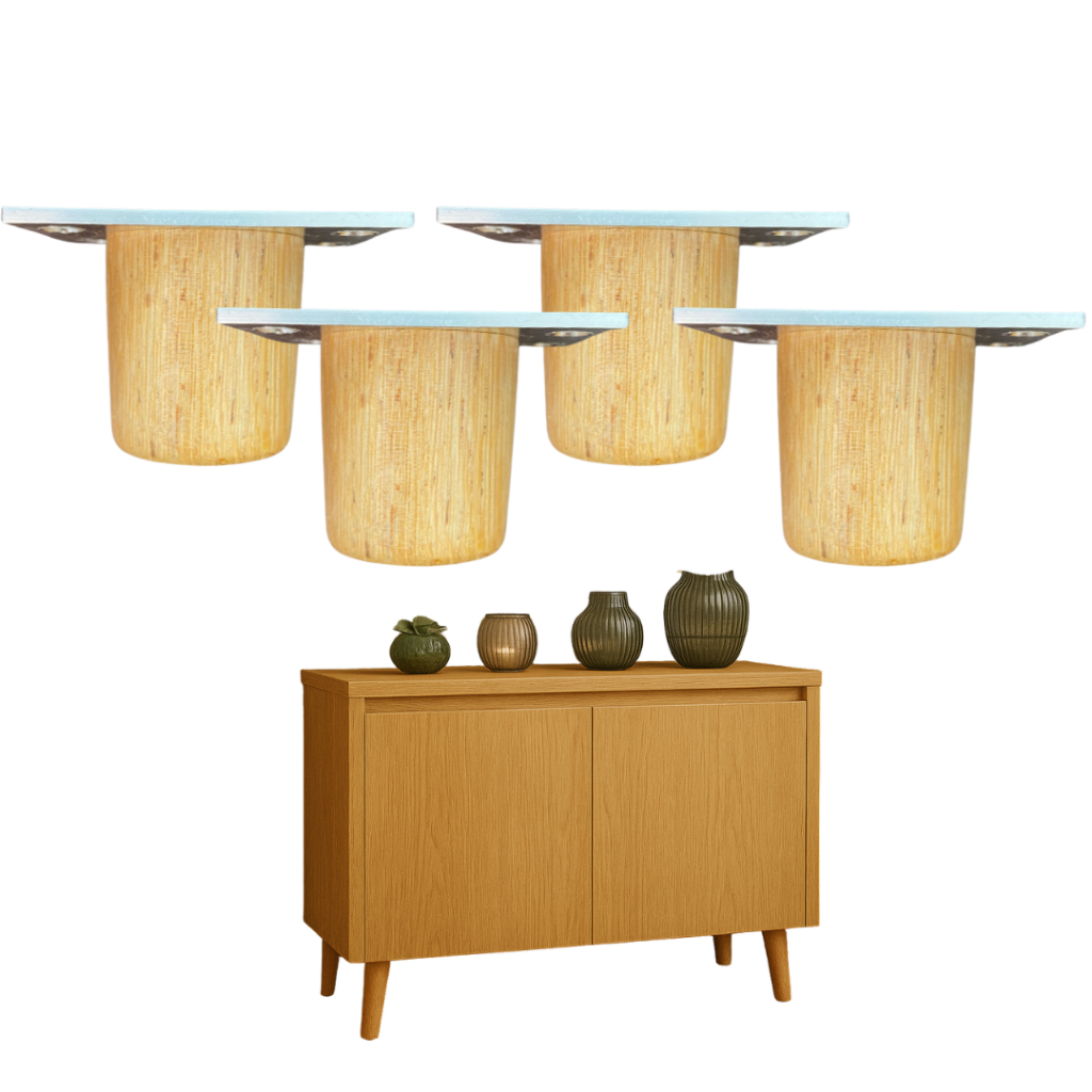 Kit Pé Palito 5cm Para Buffet Madeira Angelim Reforçada Com Base Para Móveis