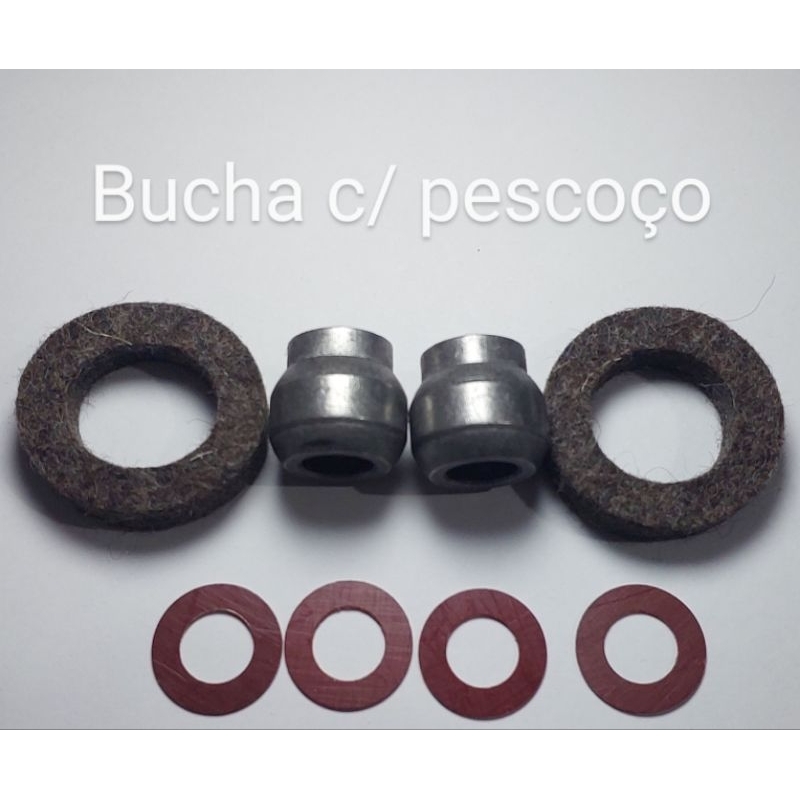 Bucha kit c/ 2 + 2 feltros + 4 arruelas para ventilador Mondial Turbo 5000 Action 10mm
