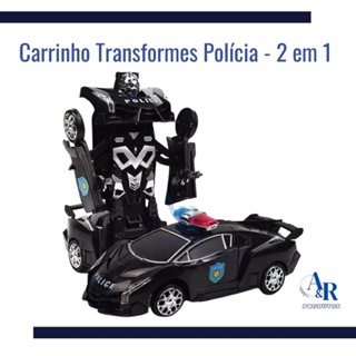 Carrinho Transformes Policia 2 em 1 Bate e Volta Gira 360° Brinquedo Menino em Oferta na Shopee