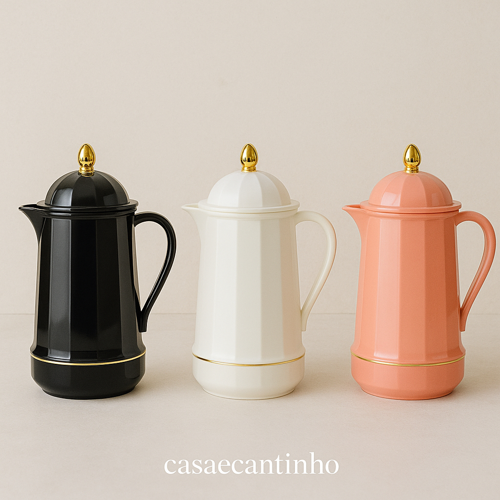 Garrafa Térmica Decorativa 1L Luxo | Café Chá Revestida com Design Elegante para Mesa Posta em Oferta na Shopee