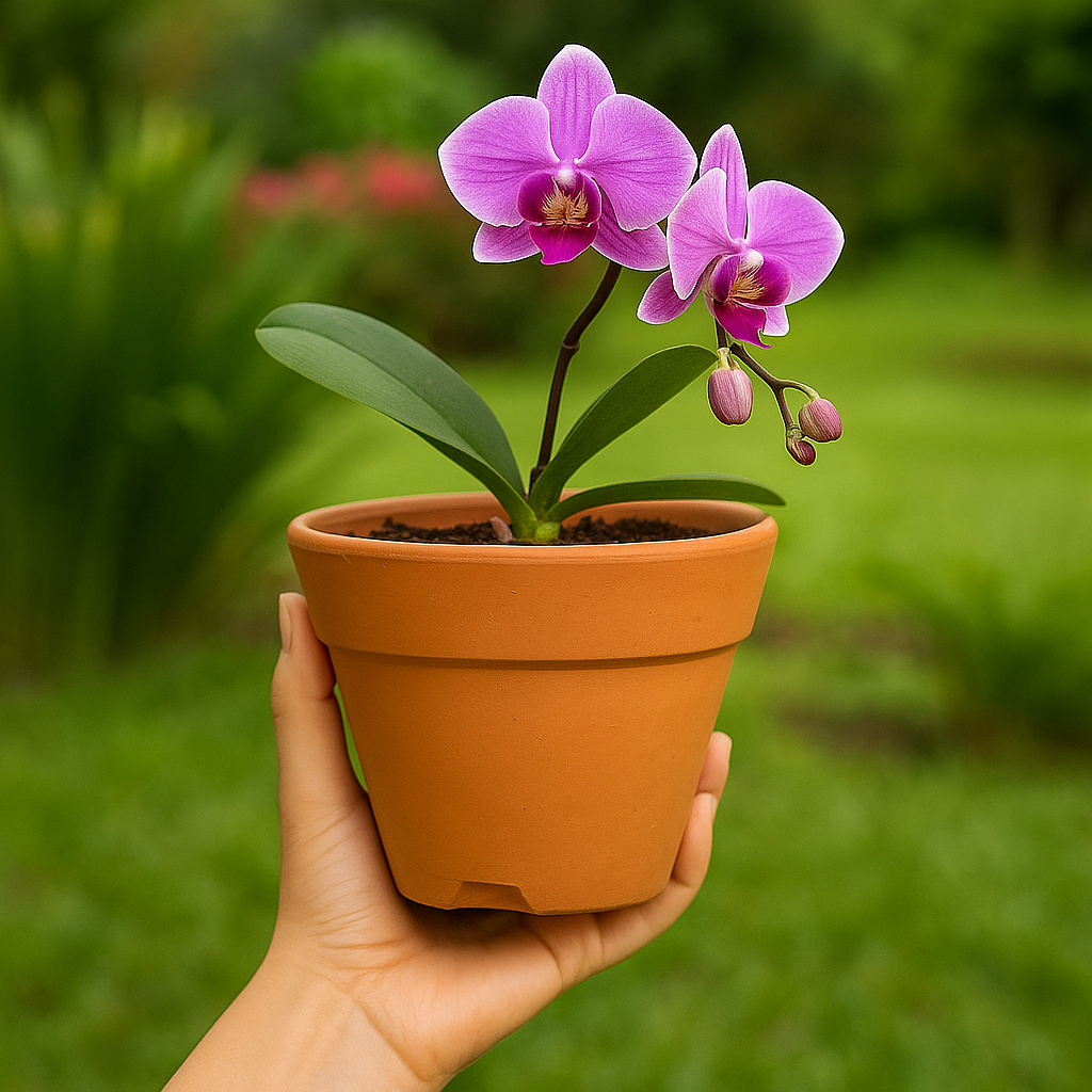 3 Vasos Barro Orquidia Flores Cacto Jardim Decoração Plantas C/ Furos 14x12cm