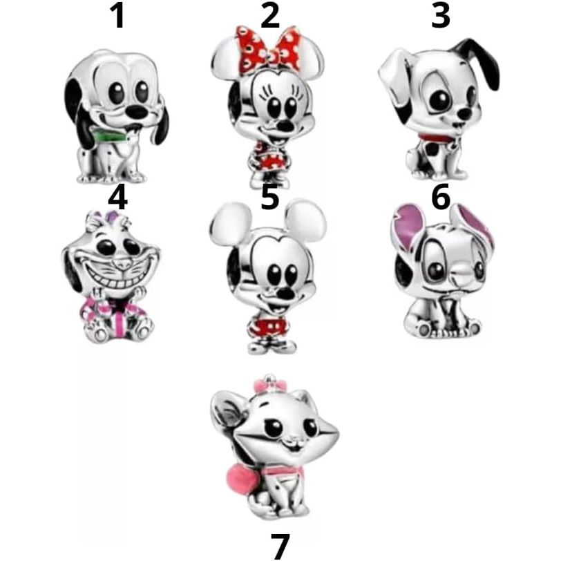 2 Berloques Charm Baby Mickey Minnie Gatinha Gato Stitch Disney Compatível Com Todas Pulseiras Escolha