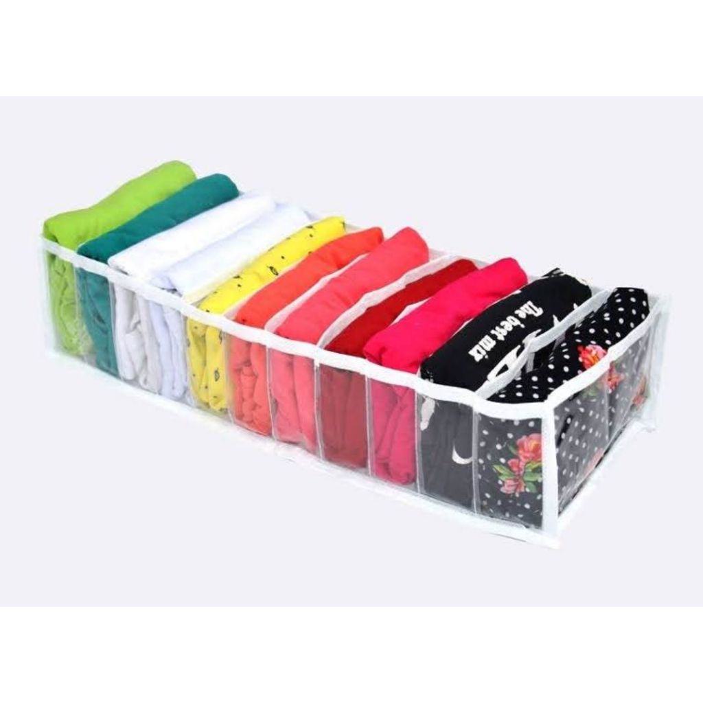 Kit com 7 Colmeias Organizadoras de Gavetas com 9 Divisórias tamanho P – PVC e TNT – 40x14x10cm