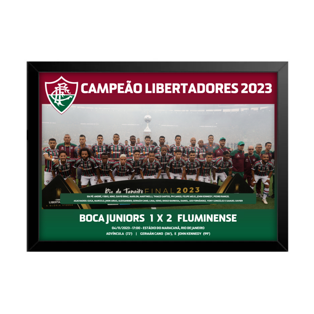 Quadro Decorativo Sala Quarto Fluminense Campeão Libertadores 2023 Tricolor Poster Time Futebol