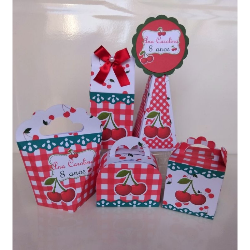 kit Personalizado Cerejinha Pegue Monte lembrancinha  de festa  aniversário caixinhas Personalizada